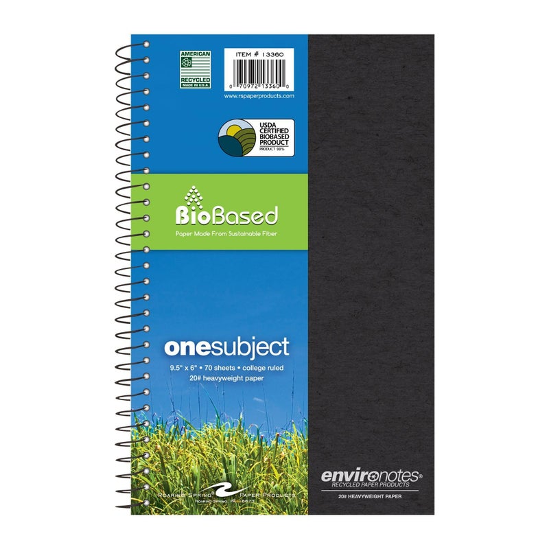 Roaring Spring Environotes Recycled Notebook, 70 Sheets, 9.5" x 6", College Ruled, 1 Subject Notebook, Assorted Earthtone Cover Colors - Image 1